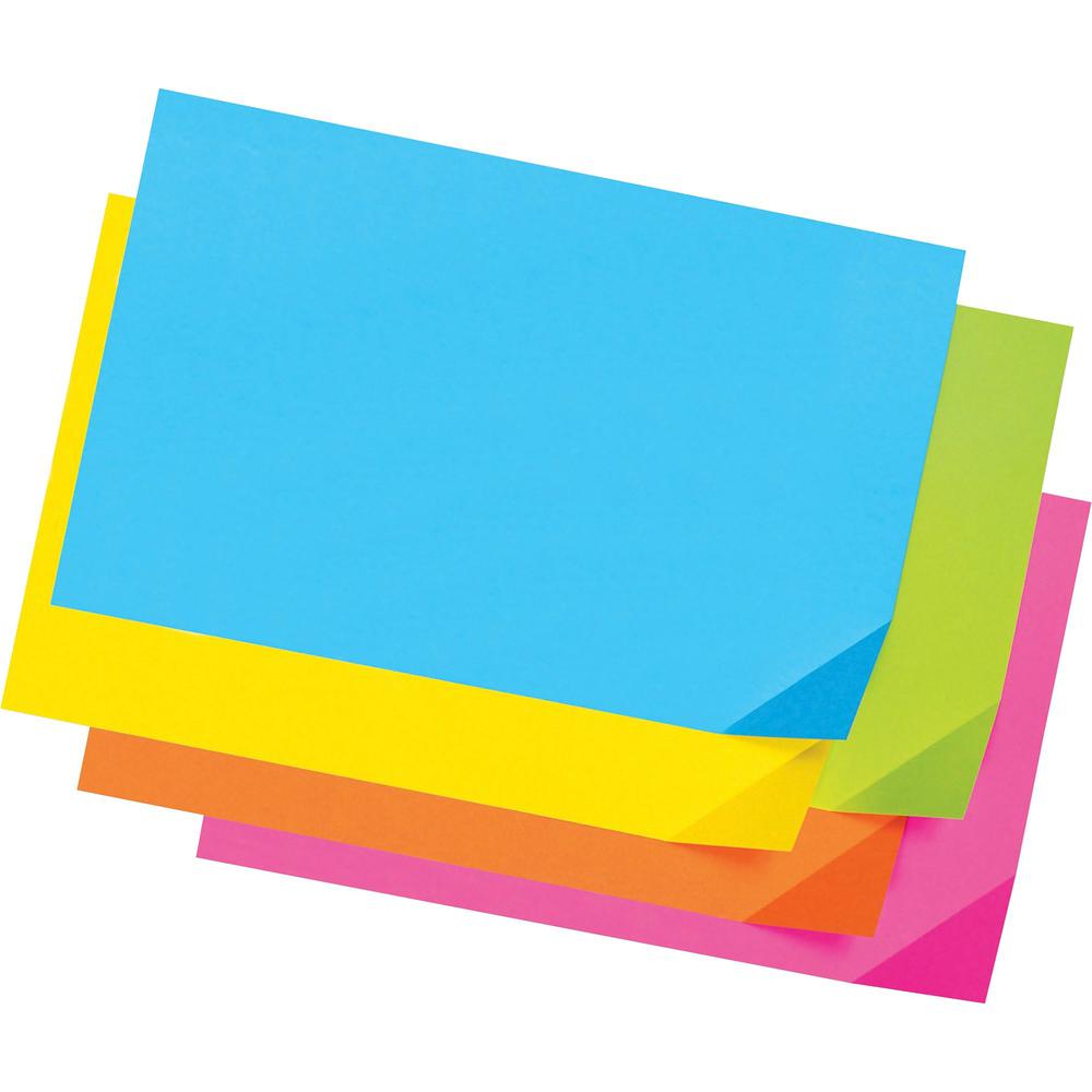 Pacon Super Bright Tagboard - Sign, Poster, Art, ClassRoom Project - 100 Piece(s) - 12"Width x 18"Length - 100 / Pack - Bright Pink, Bright Orange, Bright Lime, Bright Yellow, Bright Blue. Picture 1