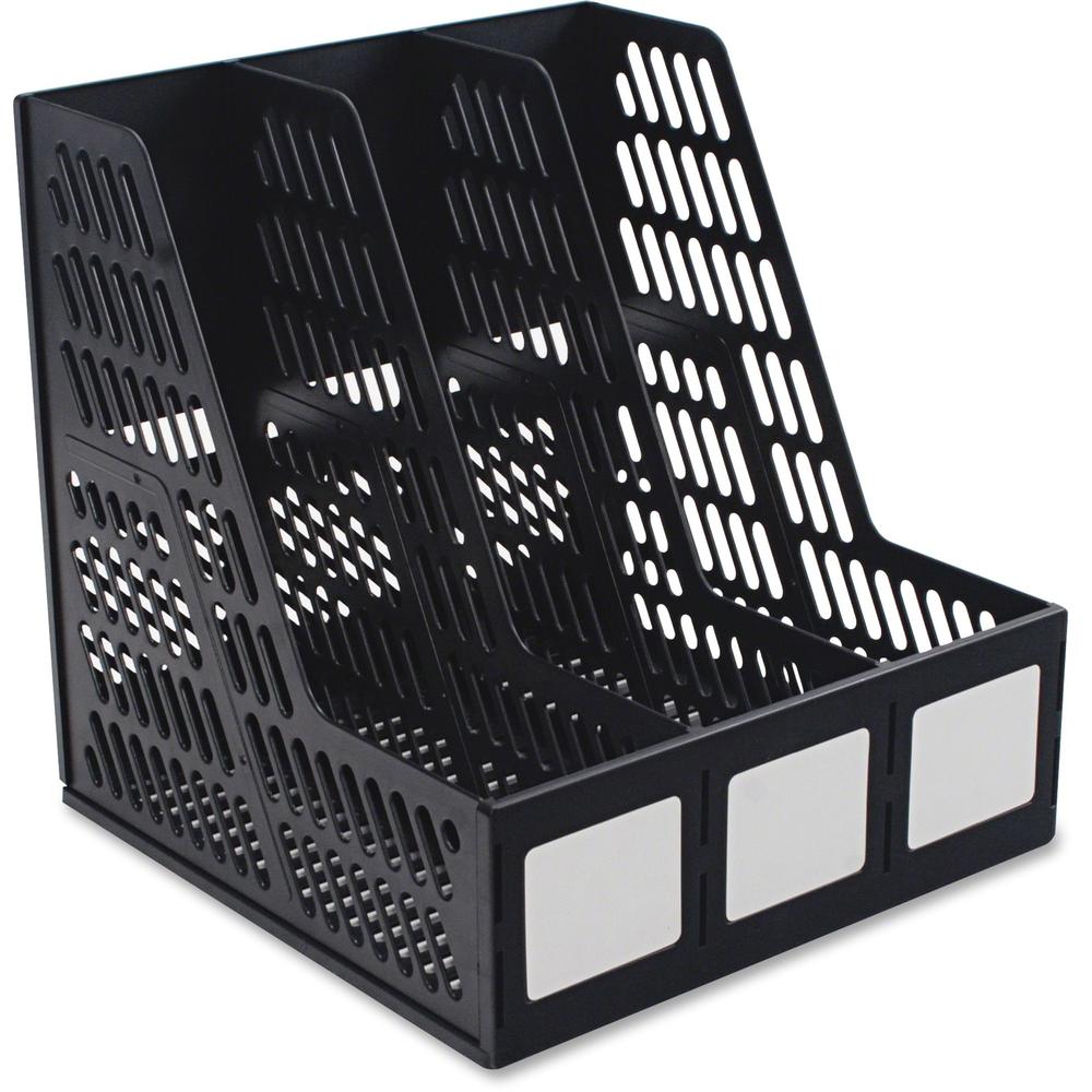 Advantus 3-compartment Magazine/Literature File - 3 Compartment(s)Desktop - Durable, Lightweight, Labeling Area - Black - Plastic - 1 Each. Picture 1