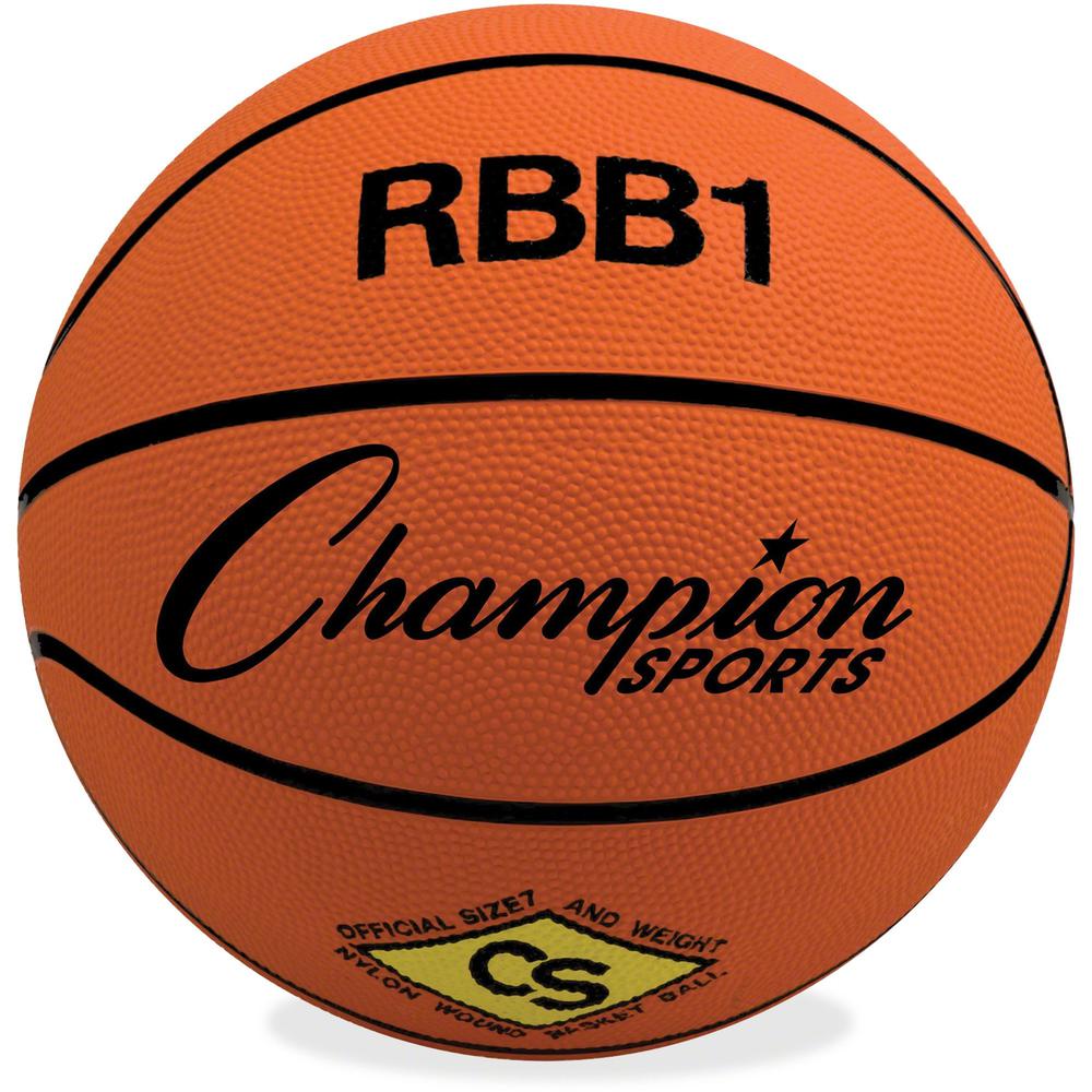 Champion Sports Size 7 Rubber Basketball Orange - 29.50" - 7 - Rubber, Nylon - Orange - 1  Each. Picture 1