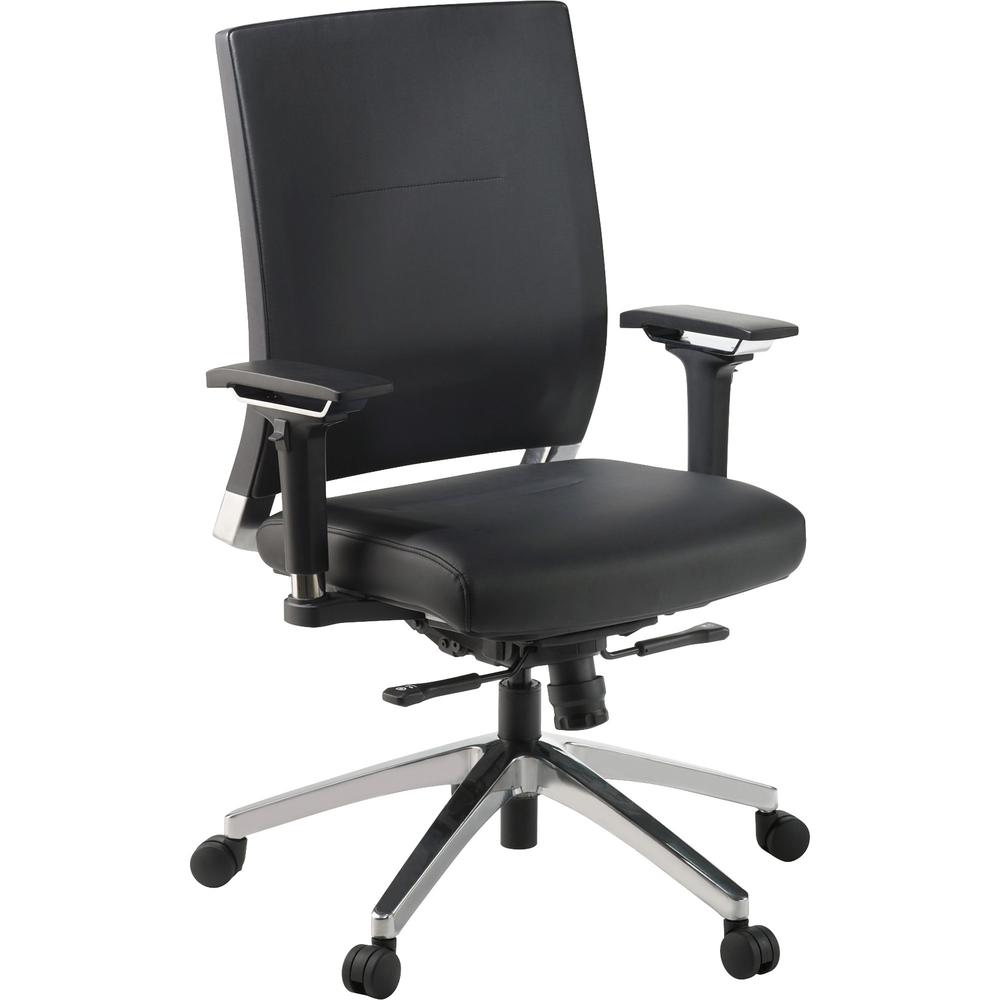 Lorell Heavy-duty Full-Function Executive Office Chair - Black Leather Seat - 5-star Base - Black - 1 Each. Picture 1