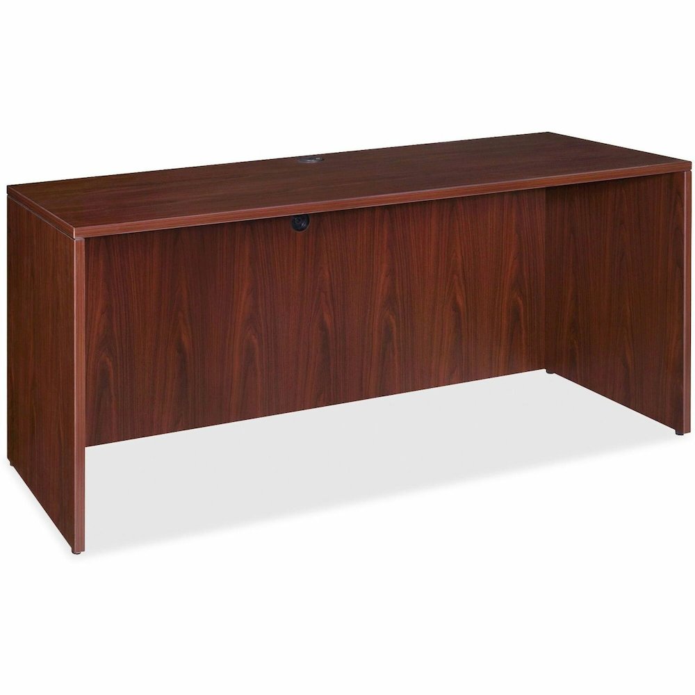 Lorell Essentials Series Credenza Shell - 29.5" Height x 70.9" Width x 23.6" Depth - Finish: Laminate, Mahogany - Grommet, Durable, Adjustable Feet - 1 Each. Picture 1