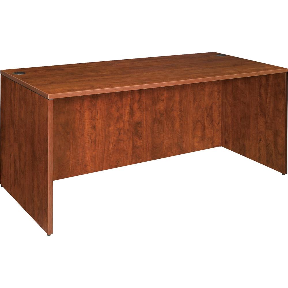 Lorell Essentials Series Rectangular Desk Shell - 29.5" Height x 59" Width x 29.5" Depth - Finish: Cherry, Laminate - Grommet - 1 Each. Picture 1