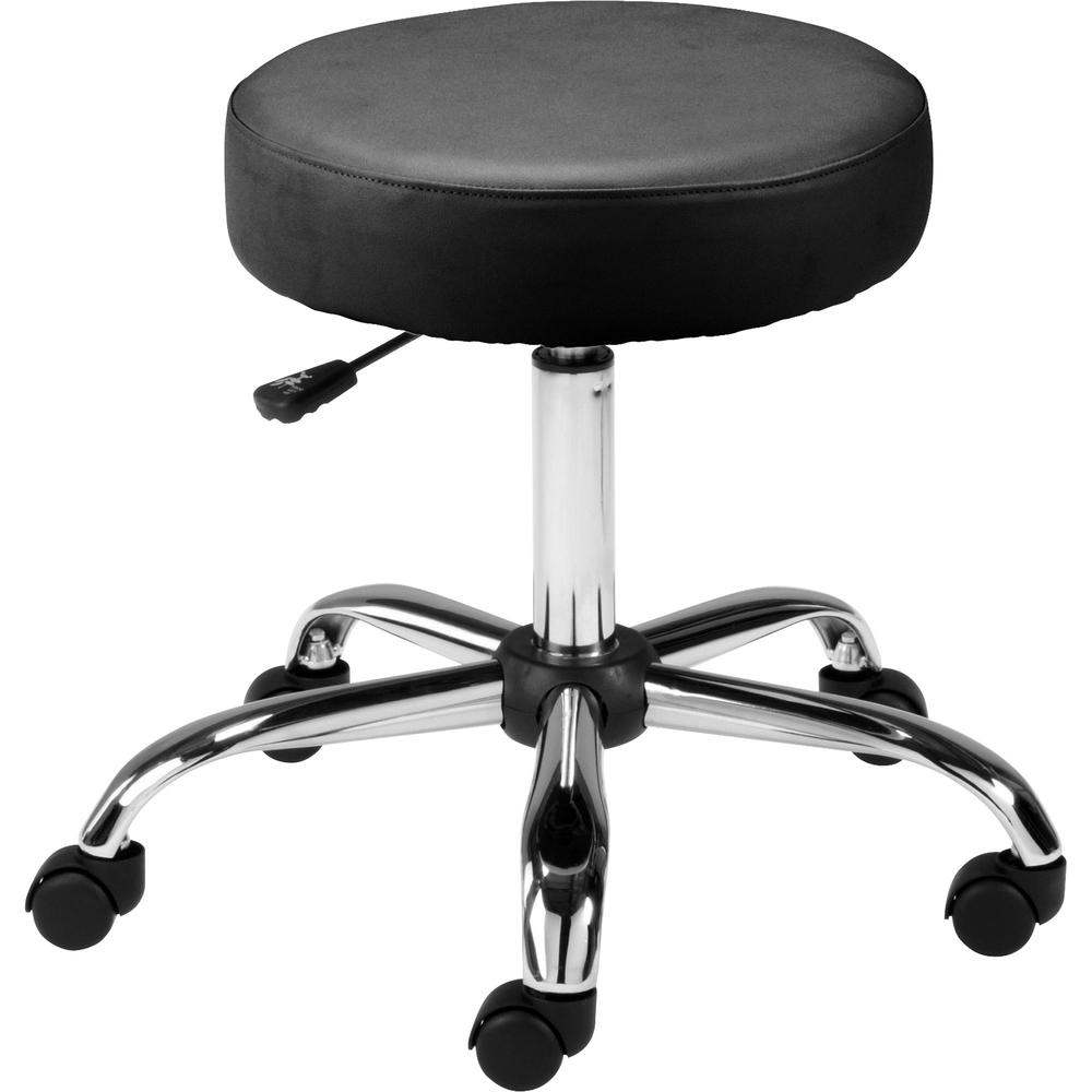 Lorell Backless Pneumatic-Lift Stool - Vinyl Seat - 5-star Base - Black - 1 Each. Picture 1