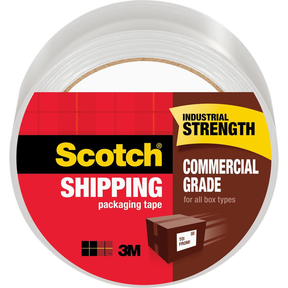 Scotch Commercial-Grade Shipping/Packaging Tape - 54.60 yd Length x 1.88" Width x 3.1 mil Thickness - 3" Core - Clear - Synthetic Rubber Resin - 3.10 mil - Polypropylene Backing - Split Resistant - Fo. Picture 1