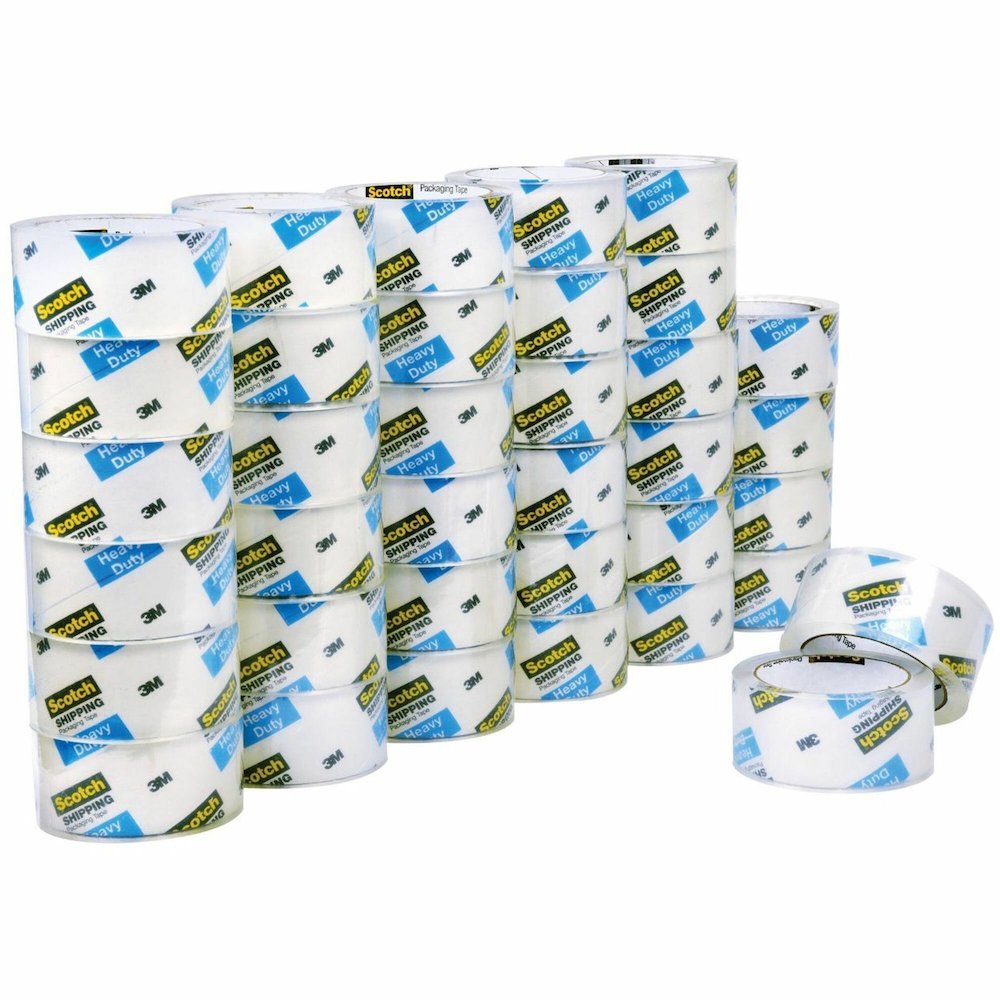 Scotch Heavy-Duty Shipping/Packaging Tape - 54.60 yd Length x 1.88" Width x 3.1 mil Thickness - 3" Core - Clear - Synthetic Rubber Resin - Rubber Resin Backing - Breakage Resistance - For Mailing, Mov. Picture 1