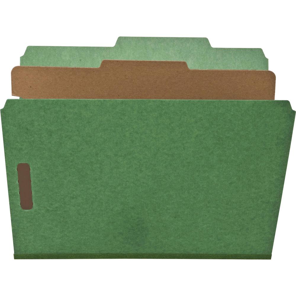 Nature Saver Letter Recycled Classification Folder - 8 1/2" x 11" - 2" for Folder - Top Tab Location - 1 Divider - 25 pt. - Green - 100% Recycled - 10 / Box. Picture 1