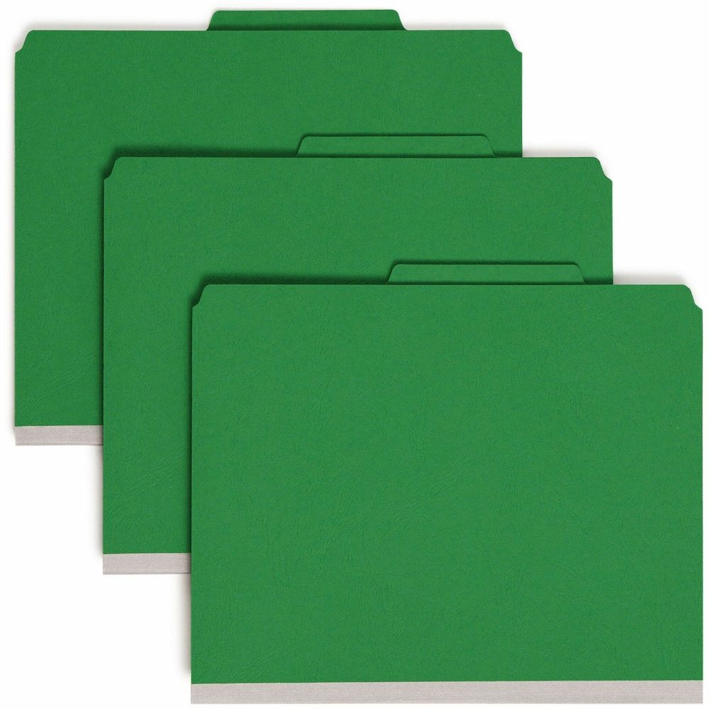 Smead SafeSHIELD 2/5 Tab Cut Letter Recycled Classification Folder - 8 1/2" x 11" - 2" Expansion - 2 x 2S Fastener - 2" for Folder, Divider - Top Tab Location - Right of Center Tab Position - 2 Divide. Picture 1