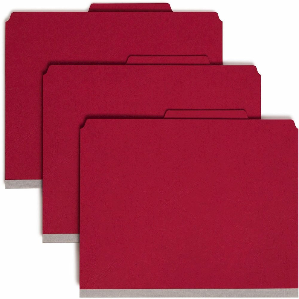Smead SafeSHIELD 2/5 Tab Cut Letter Recycled Classification Folder - 8 1/2" x 11" - 2" Expansion - 2 x 2S Fastener - 2" for Folder, Divider - Top Tab Location - Right of Center Tab Position - 2 Divide. Picture 1