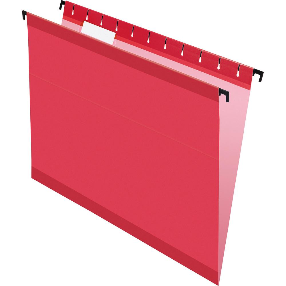 Pendaflex SureHook 1/5 Tab Cut Letter Recycled Hanging Folder - 8 1/2" x 11" - Red - 10% Recycled - 20 / Box. Picture 1