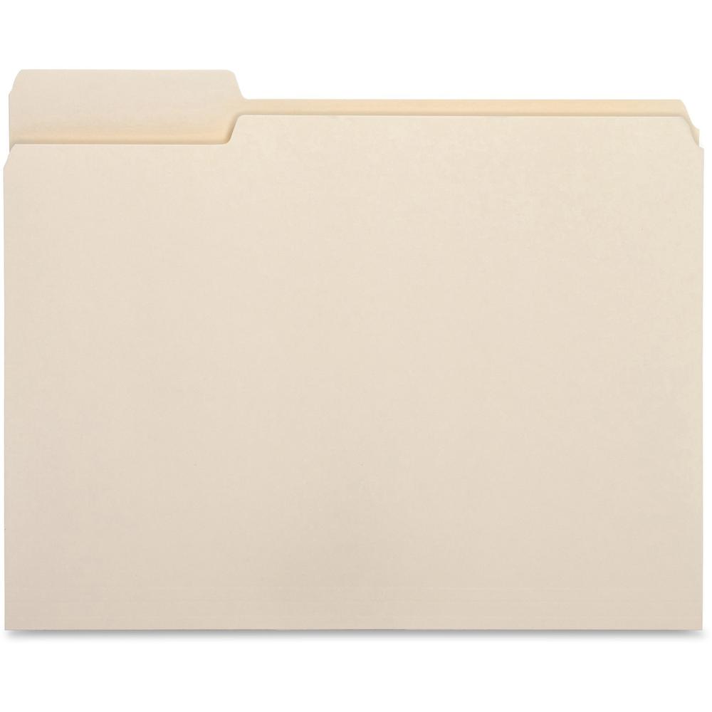 Business Source 1/3 Tab Cut Letter Recycled Top Tab File Folder - 8 1/2" x 11" - 3/4" Expansion - Top Tab Location - Left Tab Position - 11 pt. - 1 Plys - Manila - 10% Recycled - 100 / Box. Picture 1