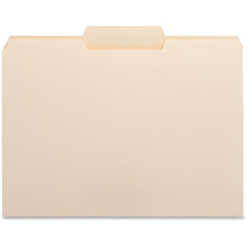 Business Source 1/3 Tab Cut Letter Recycled Top Tab File Folder - 8 1/2" x 11" - 3/4" Expansion - Top Tab Location - Center Tab Position - 11 pt. - 1 Plys - Manila - 10% Recycled - 100 / Box. Picture 1