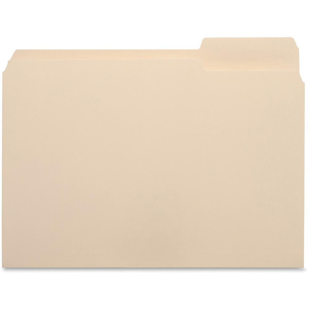 Business Source 1/3 Tab Cut Letter Recycled Top Tab File Folder - 8 1/2" x 11" - 3/4" Expansion - Top Tab Location - Right Tab Position - 11 pt. - 1 Plys - Manila - 10% Recycled - 100 / Box. Picture 1