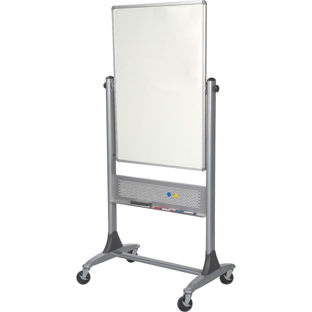 MooreCo Magnetic Porcelain Rotating Markerboard - 30" (2.5 ft) Width x 40" (3.3 ft) Height - Porcelain Surface - Aluminum Frame - Rectangle - Assembly Required - 1 Each. Picture 1
