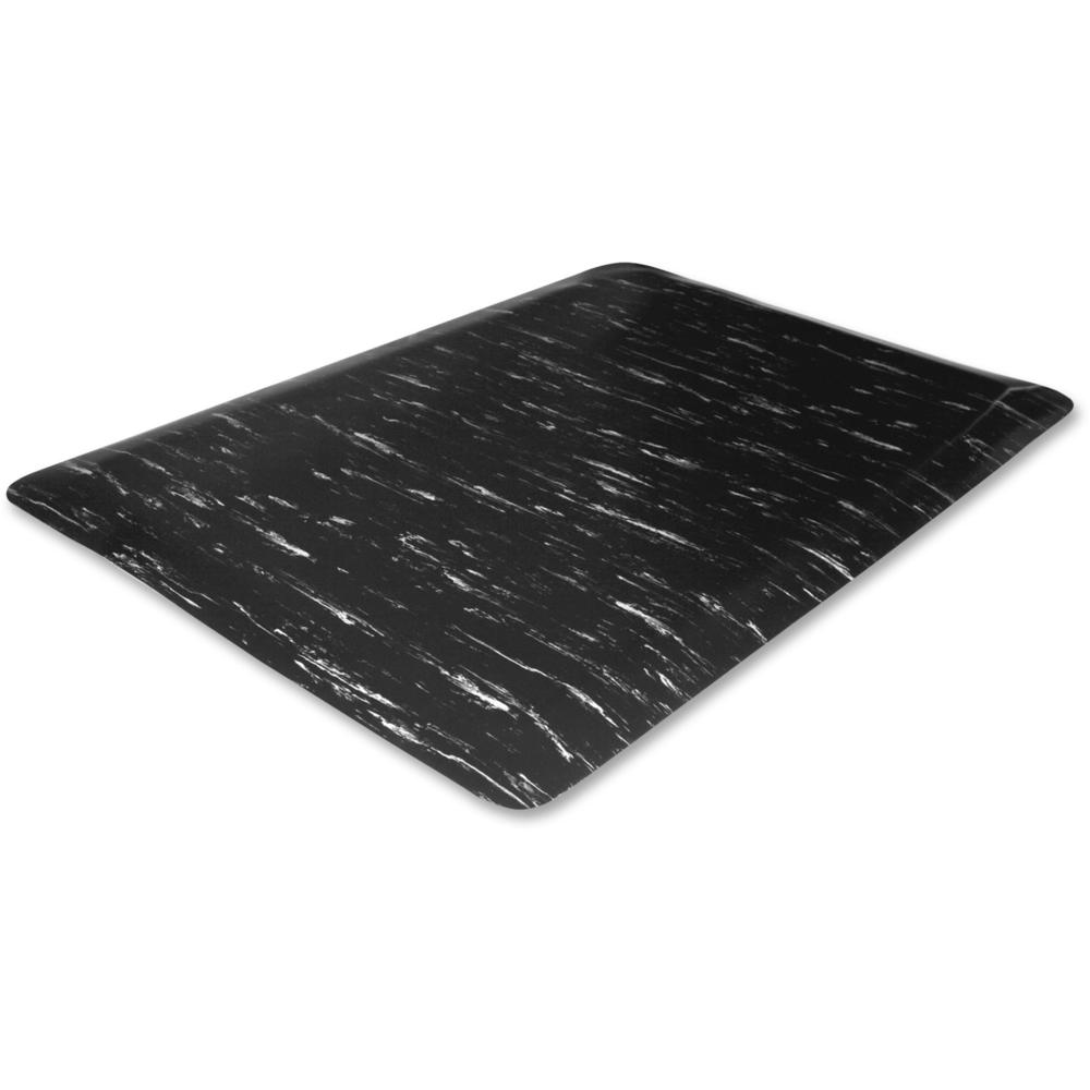 Genuine Joe Marble Top Anti-fatigue Floor Mats - Office, Bank, Cashier's Station, Industry - 60" Length x 36" Width x 0.500" Thickness - Black Marble - 1Each. Picture 1