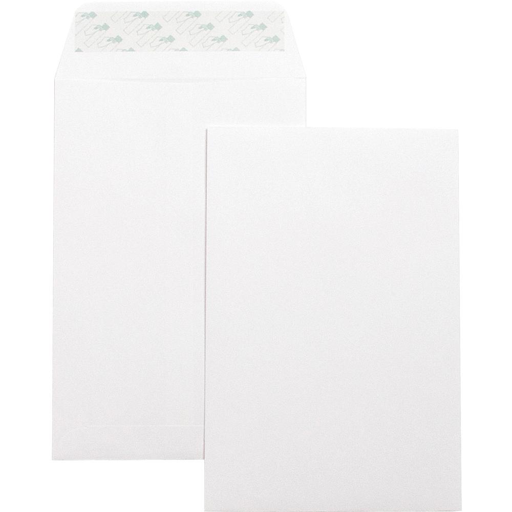 Business Source Self-Seal 6"x9" Catalog Envelopes - Catalog - 6" Width x 9" Length - 28 lb - Self-sealing - White - Wove - 100 / Box. Picture 1