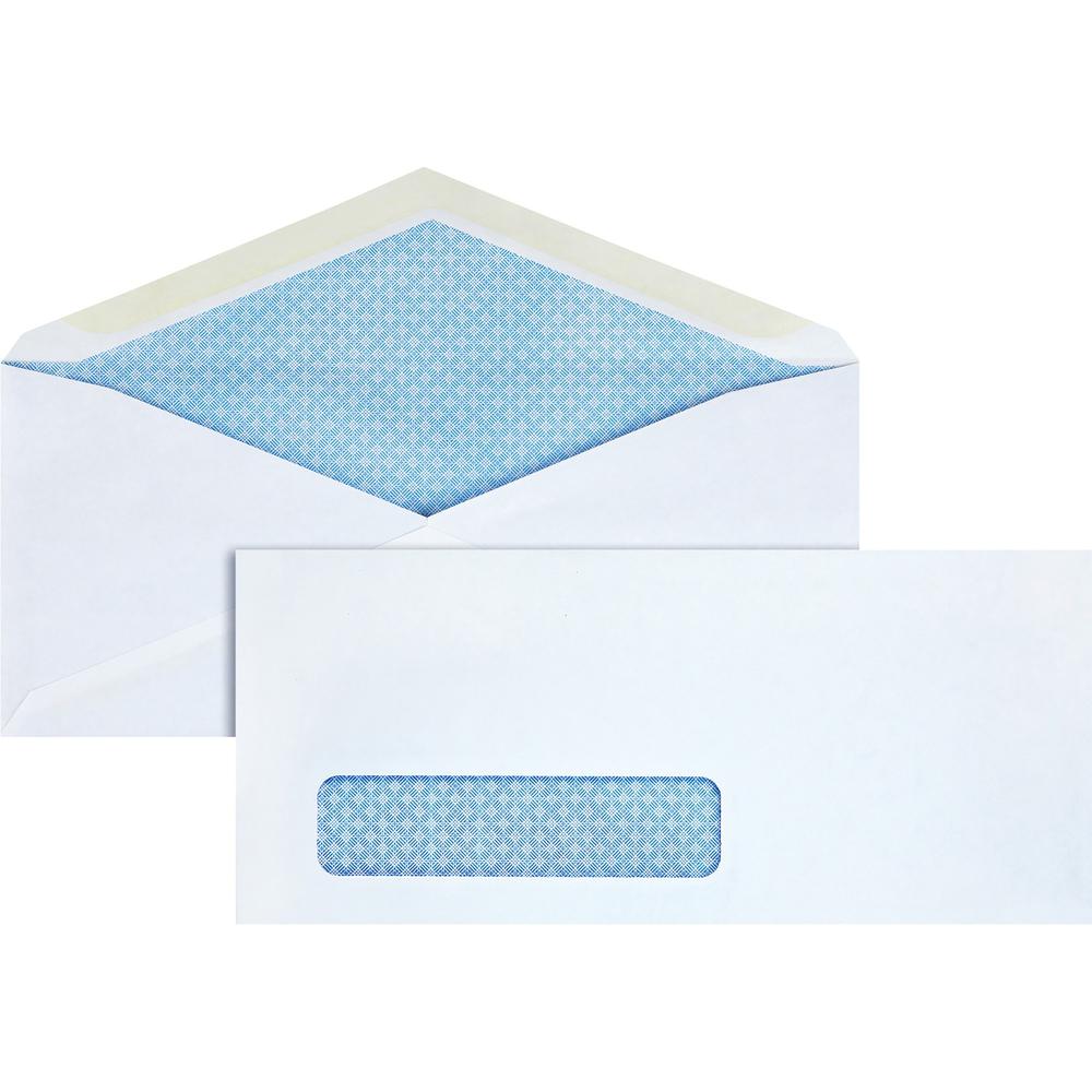 Business Source No. 10 Tinted Diagonal Seam Window Envelopes - Security - #10 - 9 1/2" Width x 4 1/8" Length - 24 lb - Gummed - White - Wove - 1 Box. Picture 1