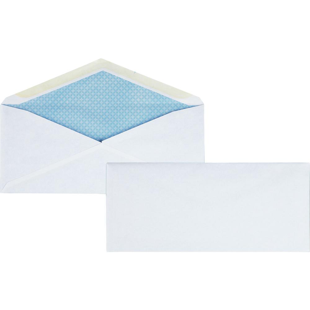 Business Source No.10 Regular Tint Security Envelopes - Security - #10 - 4 1/8" Width x 9 1/2" Length - 24 lb - Gummed - White - Wove - 1 Box. Picture 1