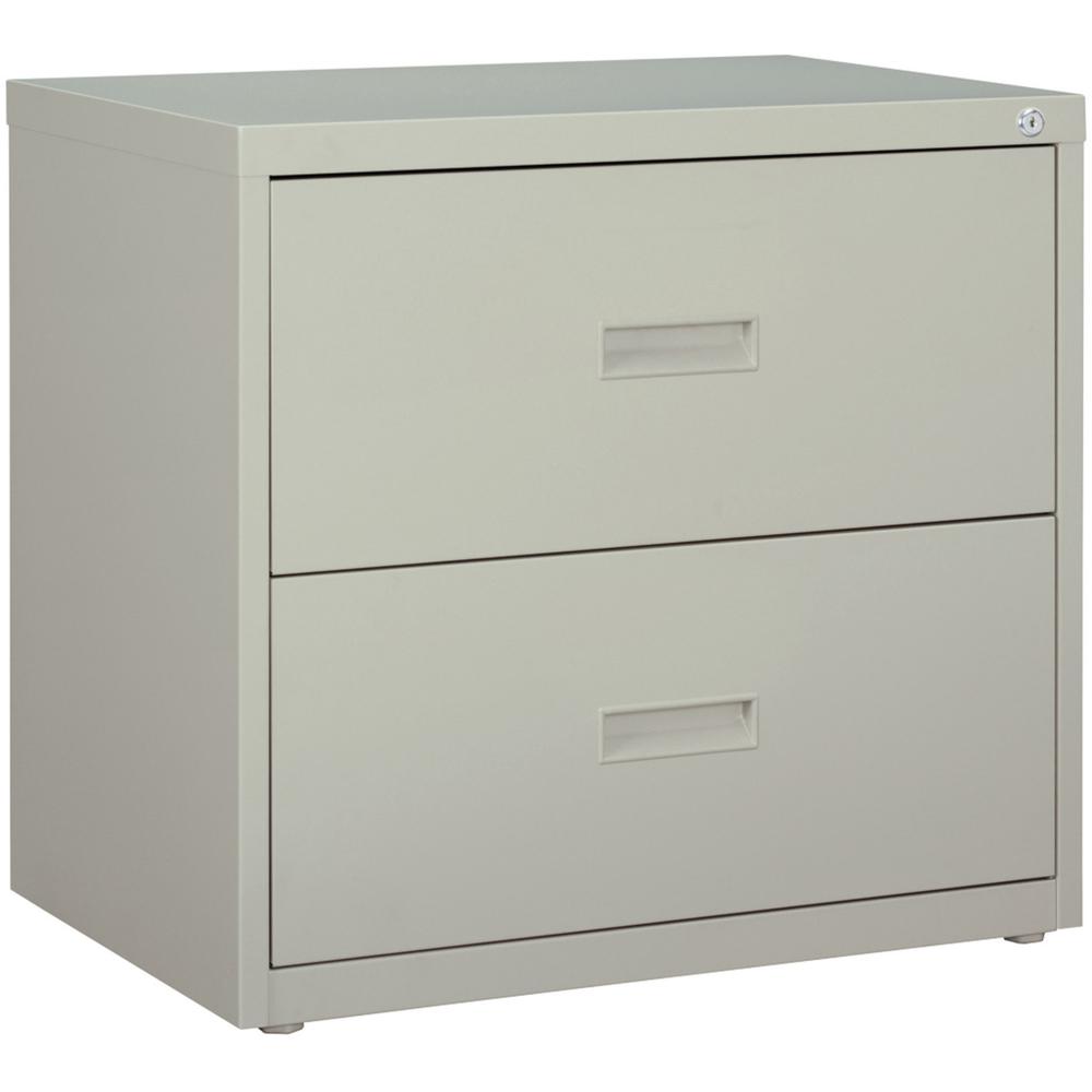 Lorell Value Lateral File - 2-Drawer - 30" Width x 18.6" Depth x 28.1" Height - 2 x Drawer(s) for File - A4, Letter, Legal - Interlocking, Ball-bearing Suspension, Adjustable Glide - Light Gray - Stee. Picture 1