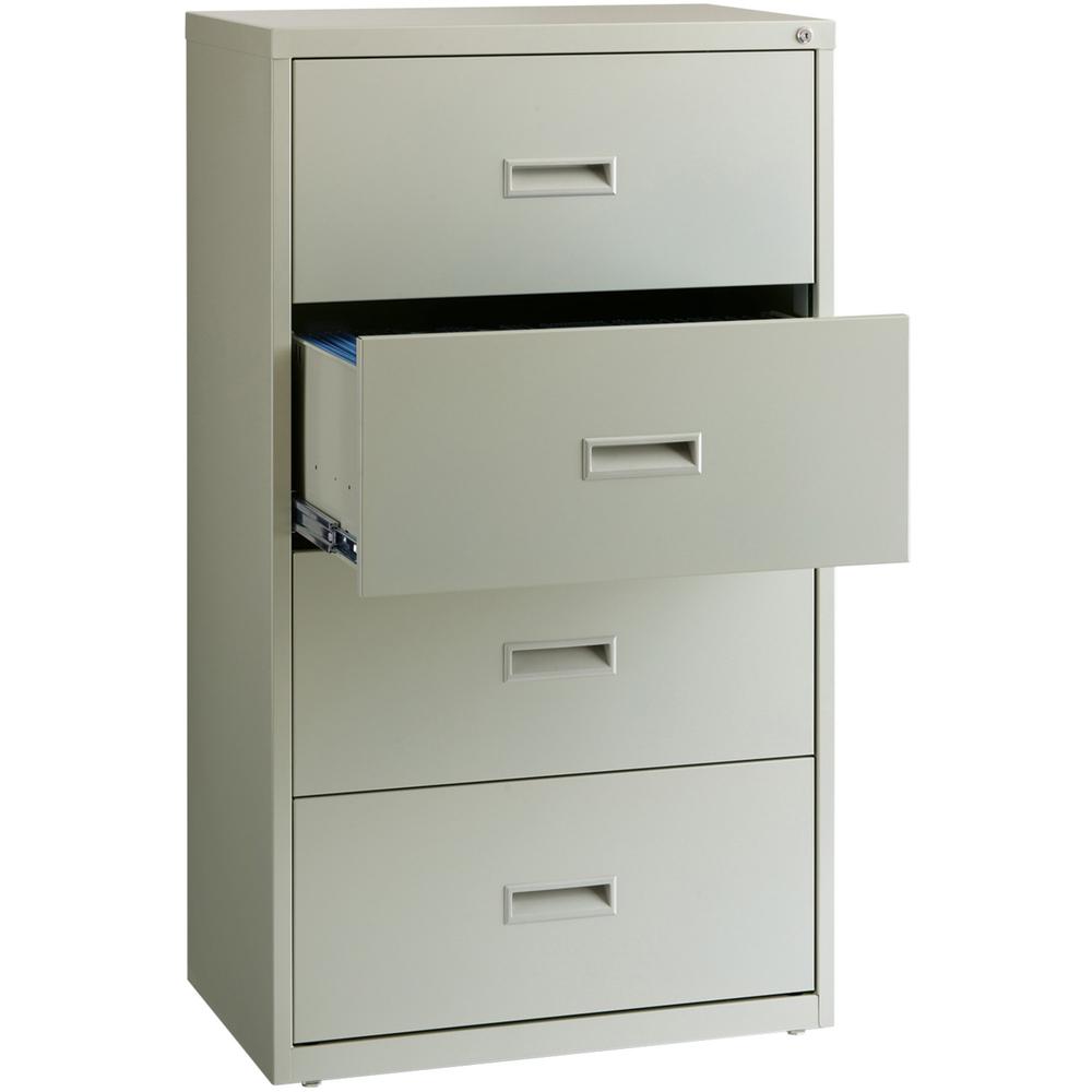 Lorell Value Lateral File - 4-Drawer - 30" Width x 18.6" Depth x 52.5" Height - 4 x Drawer(s) for File - A4, Legal, Letter - Interlocking, Leveling Glide, Ball-bearing Suspension, Label Holder - Light. Picture 1