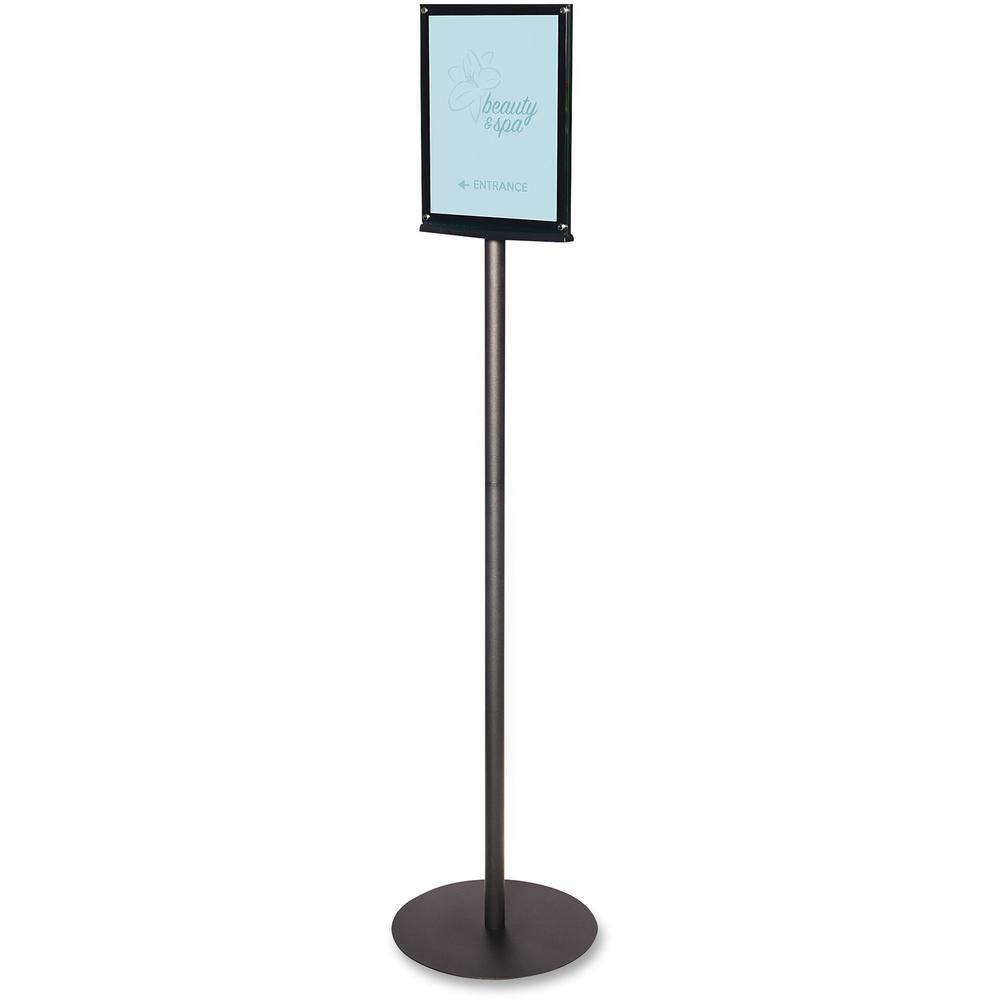 Deflecto Double-Sided Magnetic Sign Display - 1 Each - 13" Width x 56" Height x 12.9" Depth - 8.50" Holding Width x 11" Holding Height - Magnetic - Metal, Plastic - Indoor - Black. Picture 1