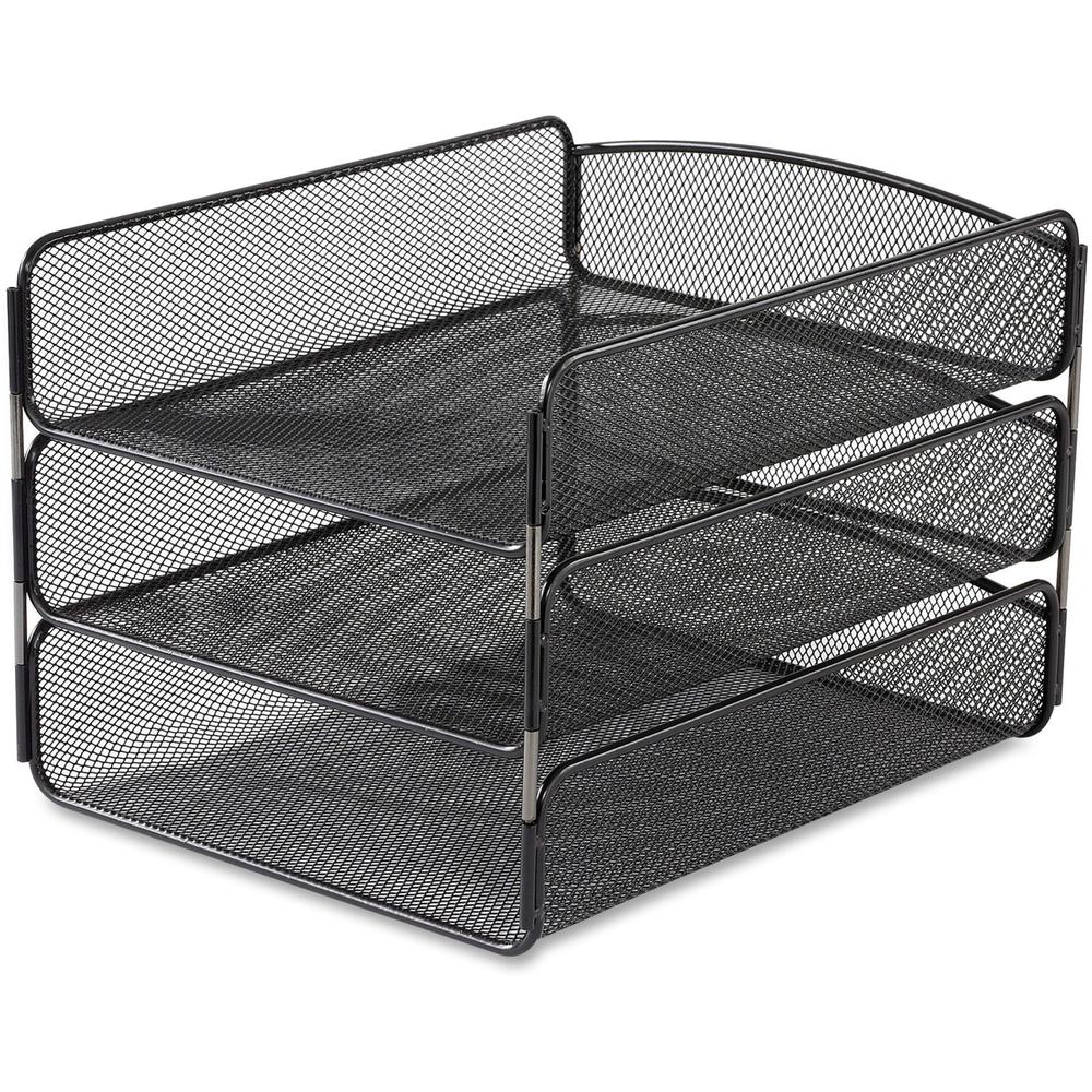 Safco Onyx Letter Tray - 8" Height x 9.25" Width x 11.75" Depth - Desktop - Stackable, Sturdy - Powder Coated - Black - Steel - 1 Each. Picture 1