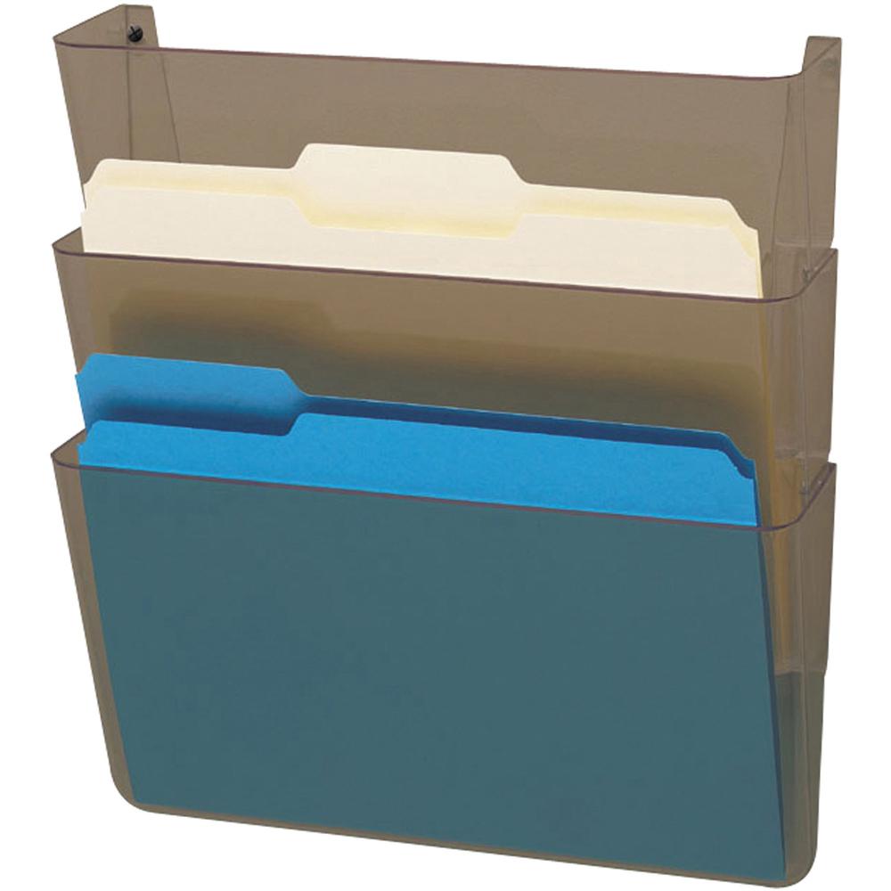 Deflecto EZ Link Unbreakable DocuPocket - 7" Height x 13" Width x 4" Depth - Unbreakable - Smoke - Plastic - 1 / Pack. Picture 1