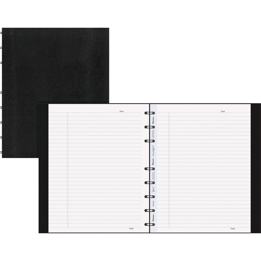Blueline MiracleBind College Ruled Notebooks - 150 Sheets - 150 Pages - Twin Wirebound - Ruled Margin - 9 1/4" x 7 1/4" - Black Ribbed Cover - Micro Perforated, Index Sheet, Self-adhesive Tab, Pocket,. Picture 1