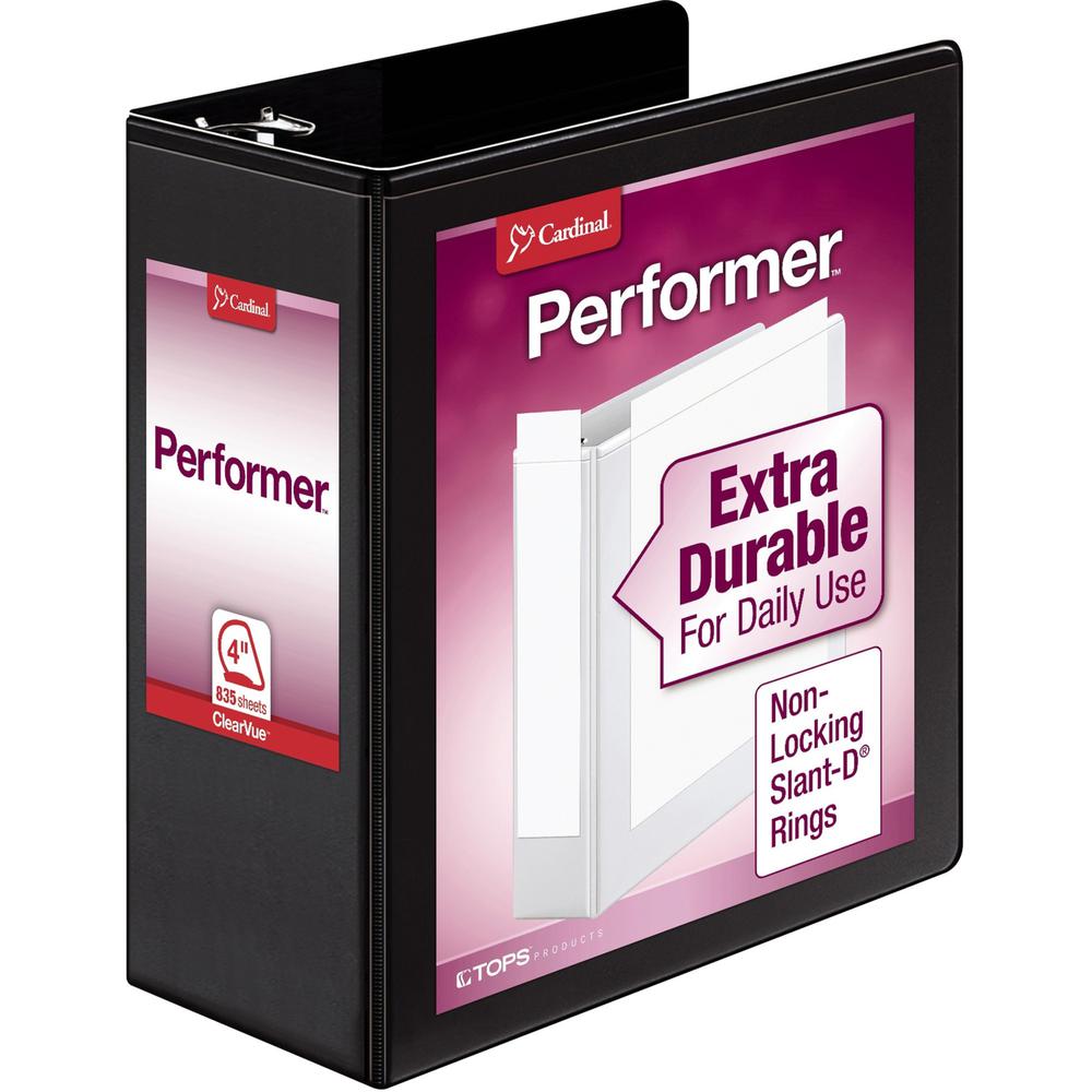 Cardinal Performer ClearVue Slant-D Ring Binder - 4" Binder Capacity - Letter - 8 1/2" x 11" Sheet Size - 835 Sheet Capacity - 3 3/5" Spine Width - 3 x D-Ring Fastener(s) - 2 Inside Front & Back Pocke. Picture 1