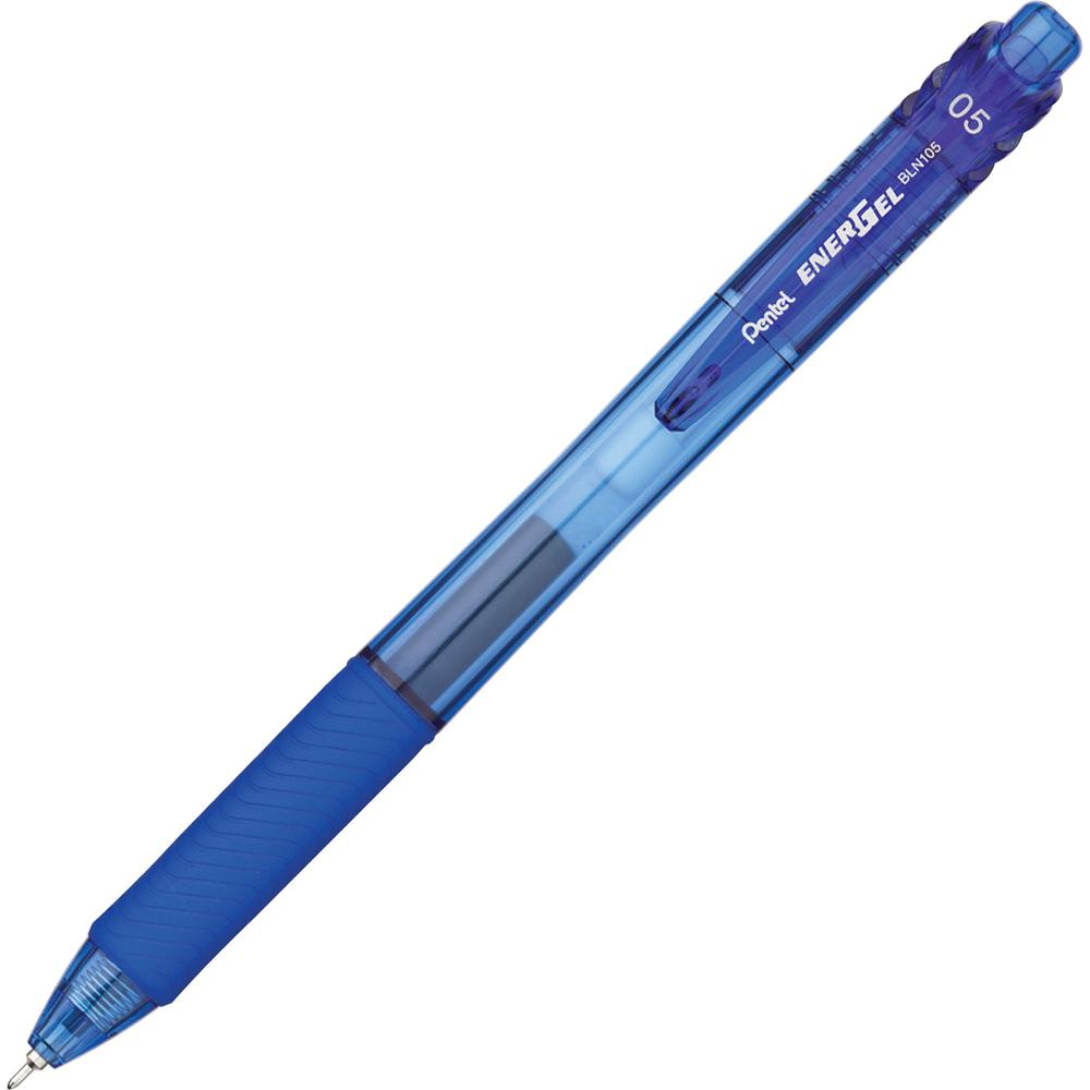 EnerGel EnerGel-X Retractable Gel Pens - Fine Pen Point - 0.5 mm Pen Point Size - Needle Pen Point Style - Refillable - Retractable - Blue Gel-based Ink - Blue Barrel - 12 / Box. Picture 1