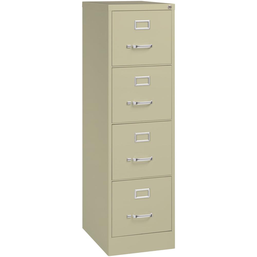 Lorell Fortress Series 22" Commercial-Grade Vertical File Cabinet - 15" Width x 22" Depth x 52" Height - 4 x Drawer(s) for File - Letter - Lockable, Ball-bearing Suspension - Putty - Steel - Recycled. Picture 1