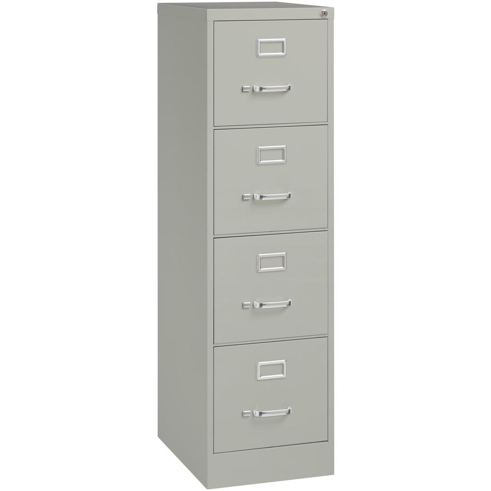Lorell Fortress Series 22" Commercial-Grade Vertical File Cabinet - 15" Width x 22" Depth x 52" Height - 4 x Drawer(s) for File - Letter - Lockable, Ball-bearing Suspension - Light Gray - Steel - Recy. Picture 1