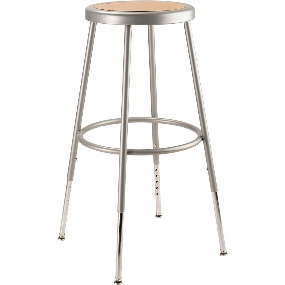 National Public Seating 6200 Series Heavy-Duty Stools - Masonite Seat Color - Masonite Seat Material - Gray Frame Color - Steel Frame Material - Four-legged Base - Gray - 1 Each. Picture 1