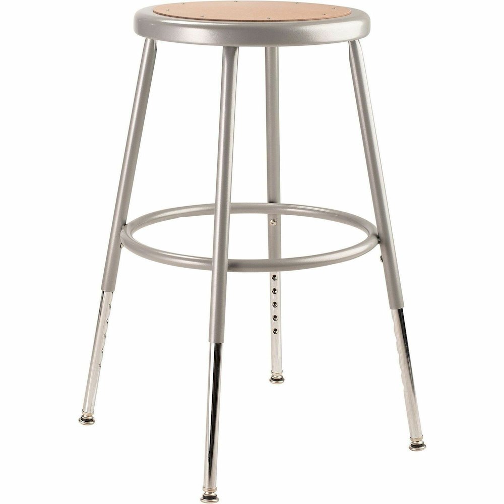 National Public Seating 6200 Series Heavy-Duty Stools - Masonite Seat Color - Masonite Seat Material - Gray Frame Color - Steel Frame Material - Four-legged Base - Gray - 1 Each. Picture 1