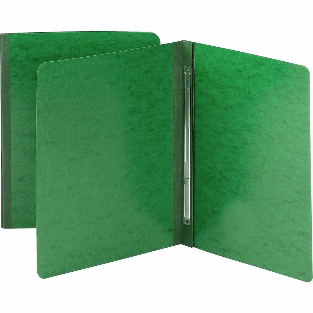 Smead Letter Recycled Fastener Folder - 3" Folder Capacity - 8 1/2" x 11" - 350 Sheets Capacity - 3" Expansion - 1 Fastener - 25 pt. - Pressboard - Green - Metal Compressor, Hinged - 60% Recycled - 25. Picture 1