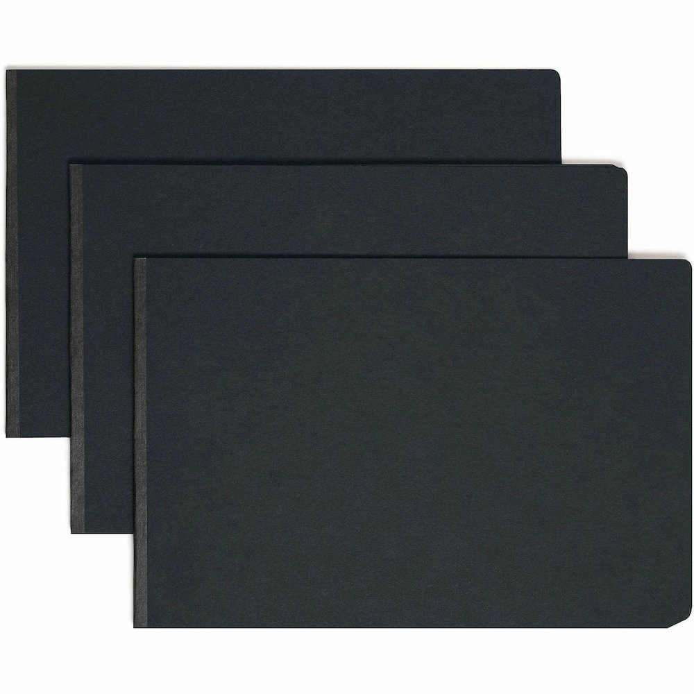 Smead Tabloid Recycled Report Cover - 11" x 17" - 3" Expansion - 1 Fastener - 25 pt. - Pressboard - Black - Metal Compressor, Hinged - 100% Paper Recycled - 1 Each. Picture 1