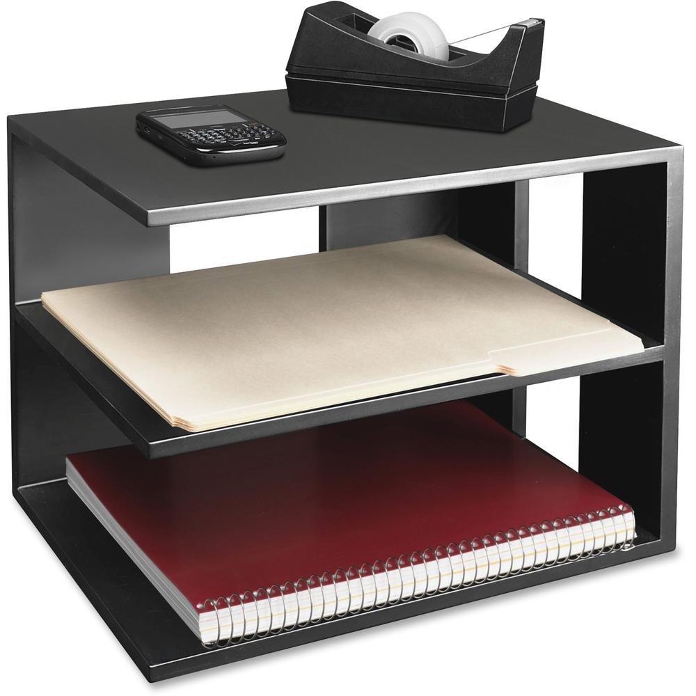 Victor 1120-5 Midnight Black Corner Shelf - 13.5" Height x 13.5" Width x 10.5" Depth - Desktop - Matte Black - Rubber, Wood - 1Each. Picture 1