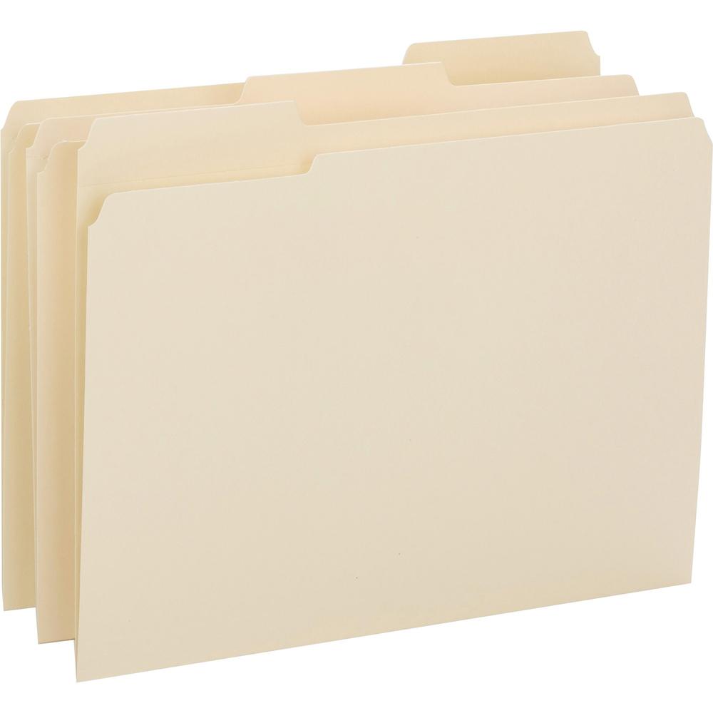 Business Source 1/3 Tab Cut Letter Recycled Top Tab File Folder - 8 1/2" x 11" - 3/4" Expansion - Top Tab Location - Assorted Tab Position - 14 pt. - 1 Plys - Manila - Heavyweight, Durable - 10% Recyc. Picture 1