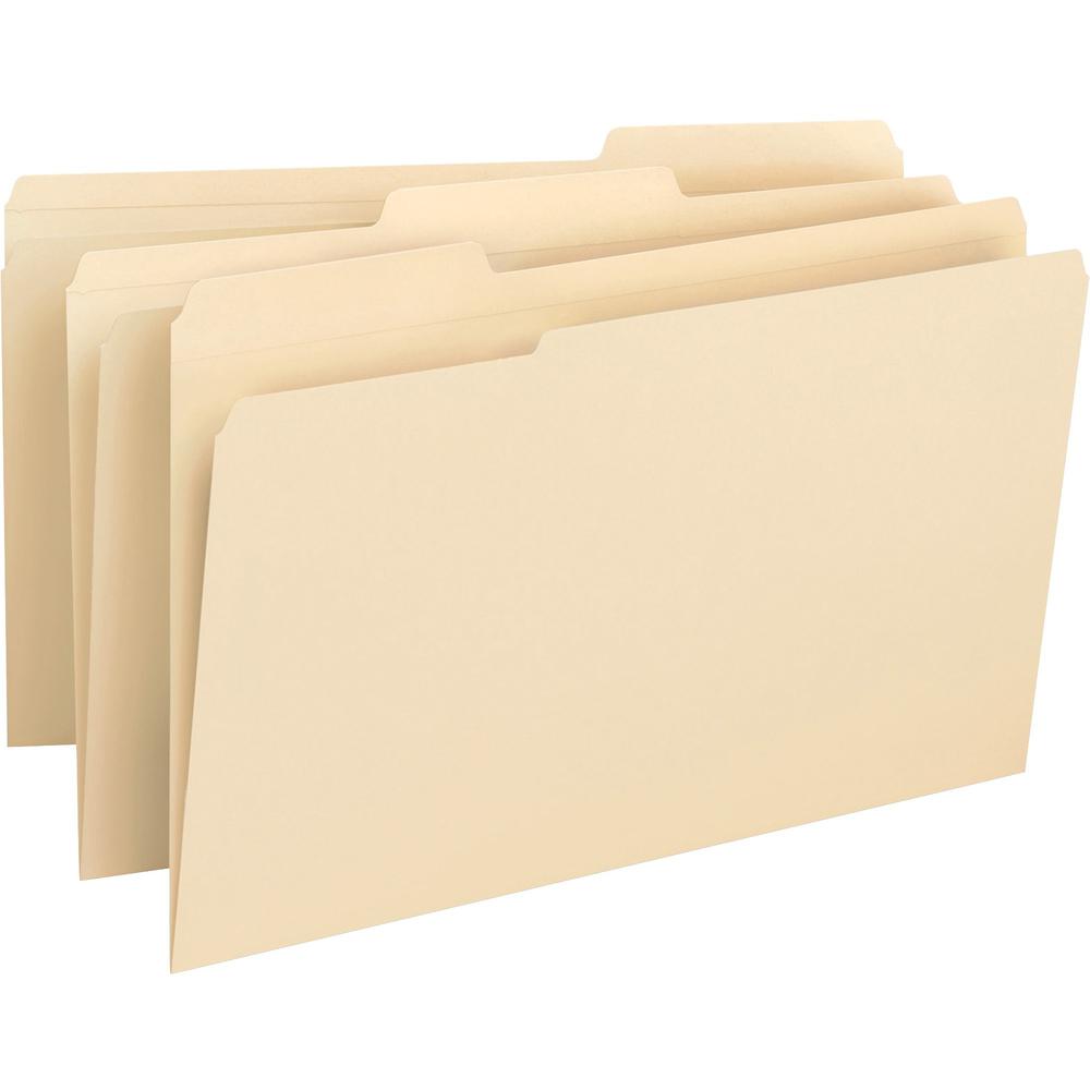 Business Source 1/3 Tab Cut Legal Recycled Top Tab File Folder - 8 1/2" x 14" - 3/4" Expansion - Top Tab Location - Assorted Tab Position - 14 pt. - 1 Plys - Manila - Heavyweight, Durable - 10% Recycl. Picture 1