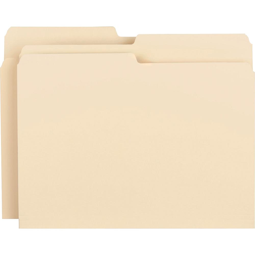 Business Source 1/2 Tab Cut Letter Recycled Top Tab File Folder - 8 1/2" x 11" - 3/4" Expansion - Top Tab Location - Assorted Tab Position - 11 pt. - 1 Plys - Manila - Rounded Corner - 10% Recycled - . Picture 1