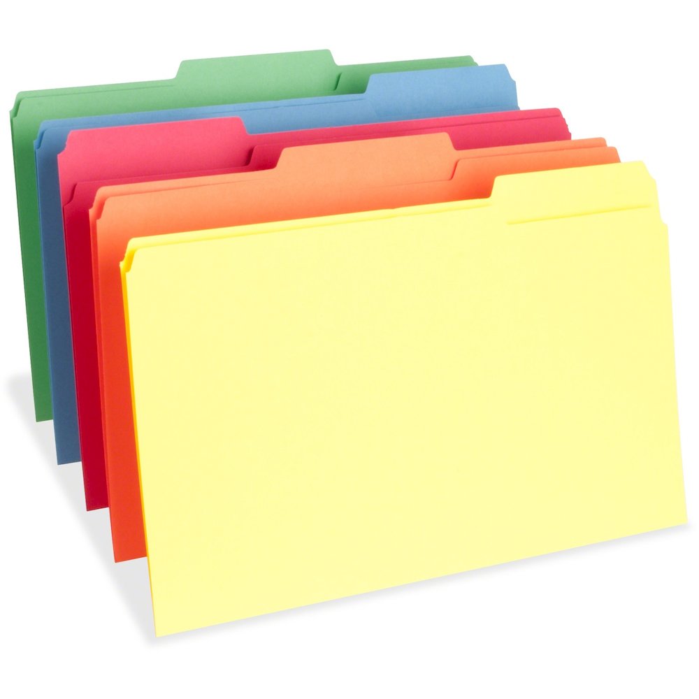 Business Source 1/3 Tab Cut Legal Recycled Top Tab File Folder - 8 1/2" x 14" - 3/4" Expansion - Top Tab Location - Assorted Tab Position - 11 pt. - 1 Plys - Assorted - Acid-free - 10% Recycled - 100 . Picture 1