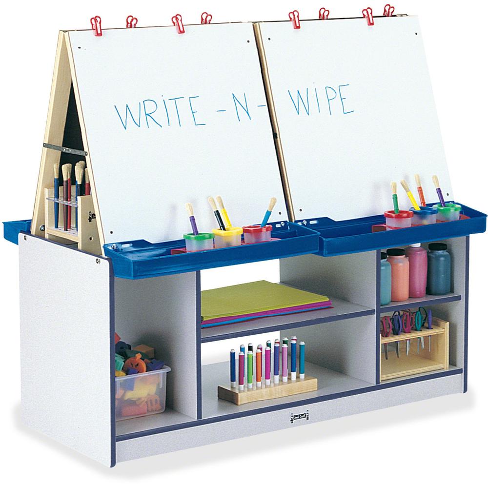 Jonti-Craft Rainbow Accents 4 Station Art Center - Freckled Gray, Navy Stand - Floor Standing - Assembly Required - 1 Each. Picture 1