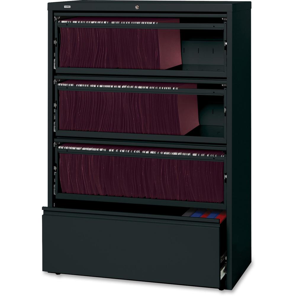 Lorell Fortress Series Lateral File - 36" Width x 18.6" Depth x 52.5" Height - 4 x Drawer(s) for File - A4, Letter, Legal - Interlocking, Heavy Duty, Leveling Glide, Recessed Handle, Ball-bearing Susp. Picture 1