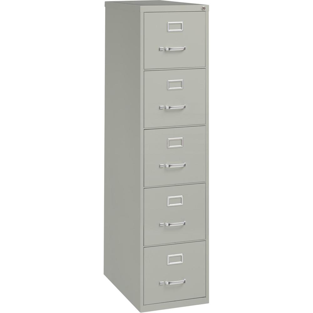 Lorell Fortress Series 26-1/2" Commercial-Grade Vertical File Cabinet - 15" x 26.5" x 61.6" - 5 x Drawer(s) for File - Letter - Vertical - Security Lock, Ball-bearing Suspension, Heavy Duty - Light Gr. Picture 1