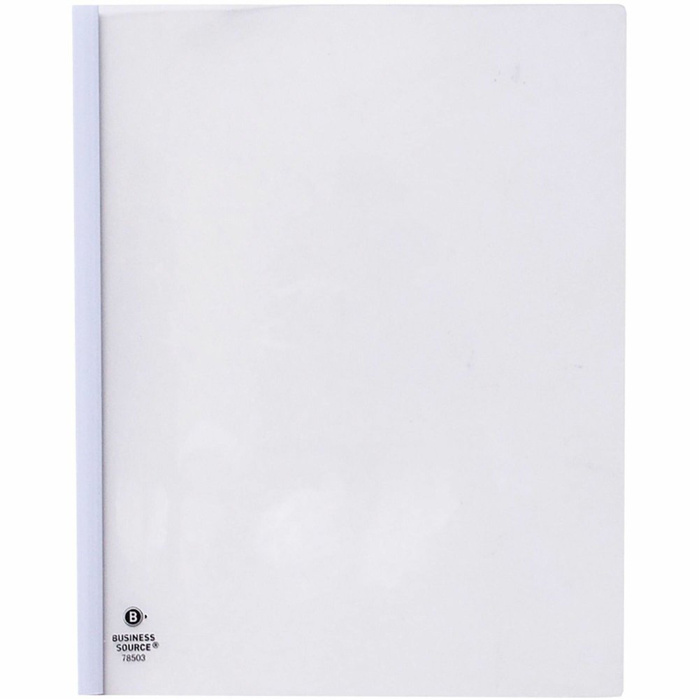 Business Source Report Cover - 1/8" Folder Capacity - 8 1/8" x 11" - Polypropylene - White - 50 / Box. Picture 1