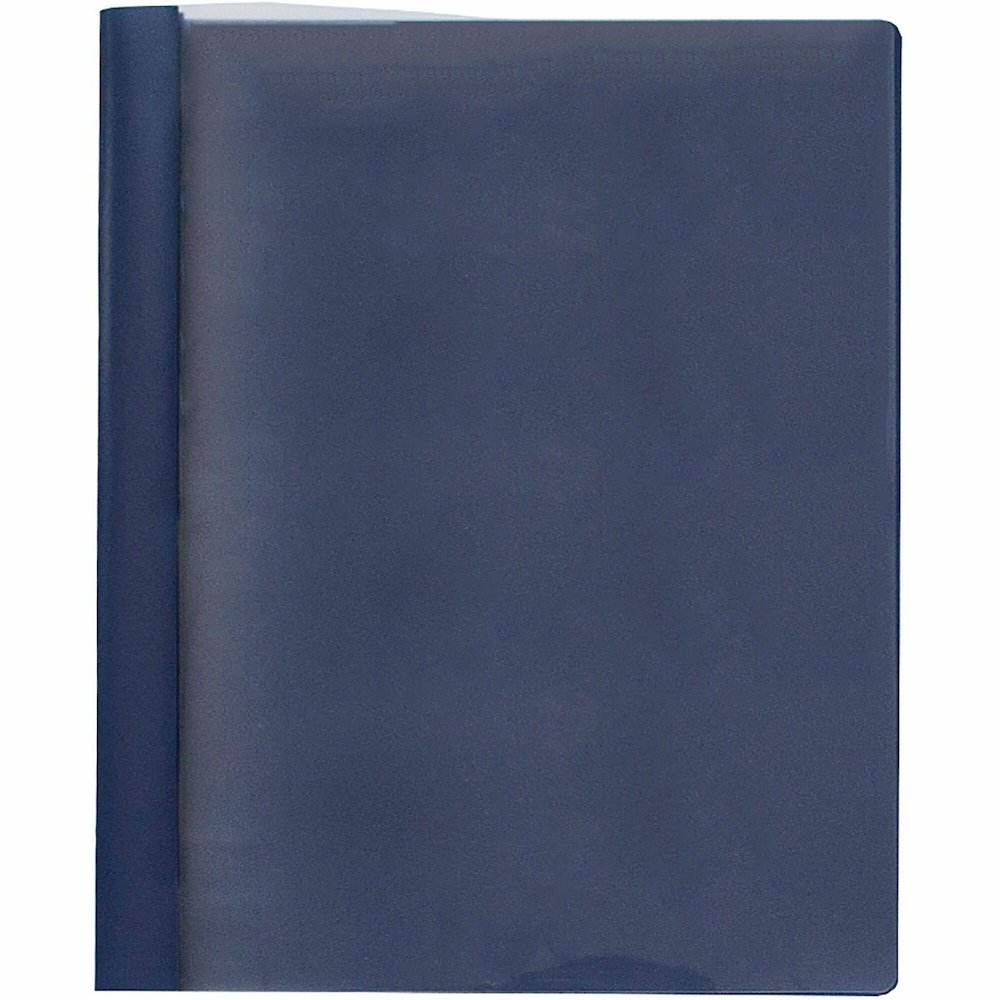 Business Source Letter Report Cover - 1/2" Folder Capacity - 8 1/2" x 11" - 100 Sheets Capacity - 3 x Prong Fastener - Clear, Dark Blue - Durable, Non-stick, Heavy Duty, Water Resistant, Textured - 1 . Picture 1