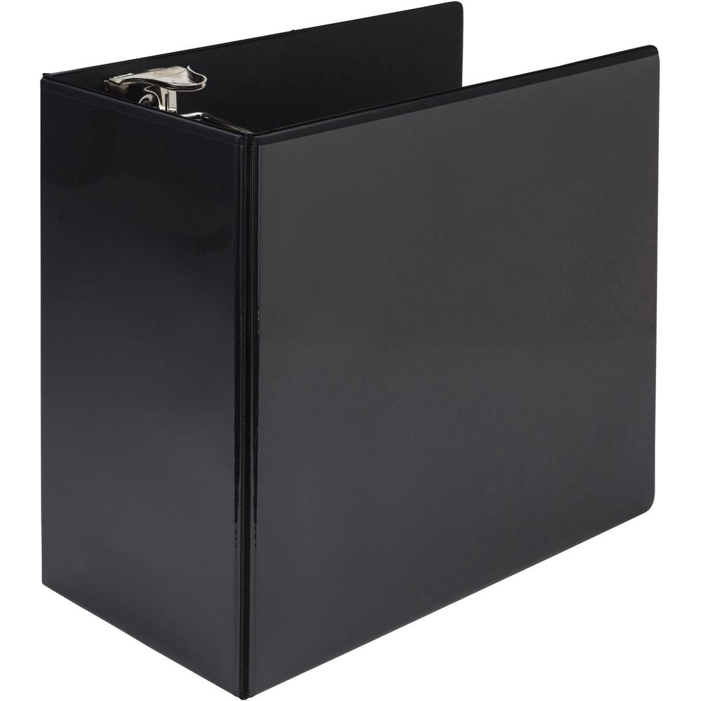 Samsill Durable View Binder - 6" Binder Capacity - Letter - 8 1/2" x 11" Sheet Size - 1225 Sheet Capacity - D-Ring Fastener(s) - 2 Internal Pocket(s) - Polypropylene, Chipboard - Black - 2.73 lb - Rec. Picture 1