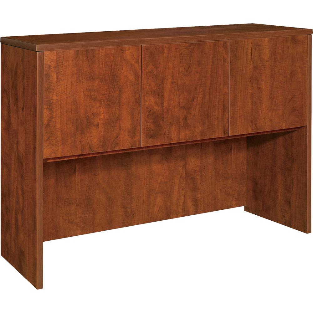 Lorell Essentials Series Stack-on Hutch with Doors - 36" Height x 59" Width x 14.8" Depth - 3 Door(s) - Finish: Cherry, Laminate - Cord Management - 1 Each. Picture 1
