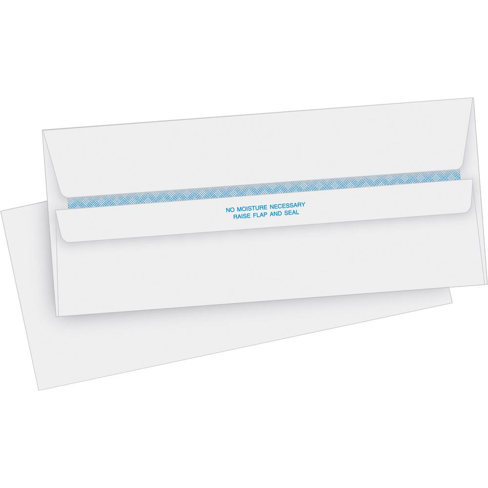 Business Source Regular Security Invoice Envelopes - Business - #10 - 4 1/8" Width x 9 1/2" Length - 24 lb - Self-sealing - White - 500 / Box. Picture 1