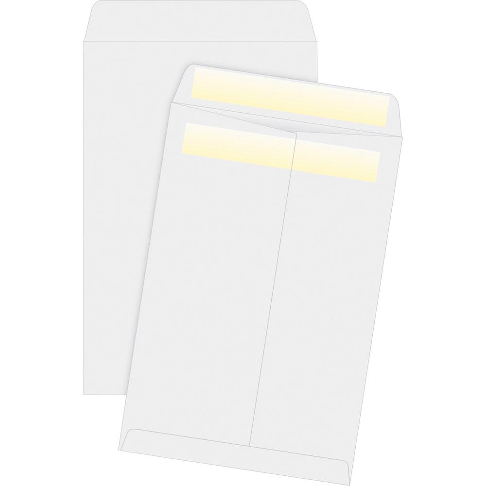 Business Source Press/Seal Catalog Envelopes - Catalog - 6" Width x 9" Length - 28 lb - Self-sealing - White - 100 / Box. Picture 1