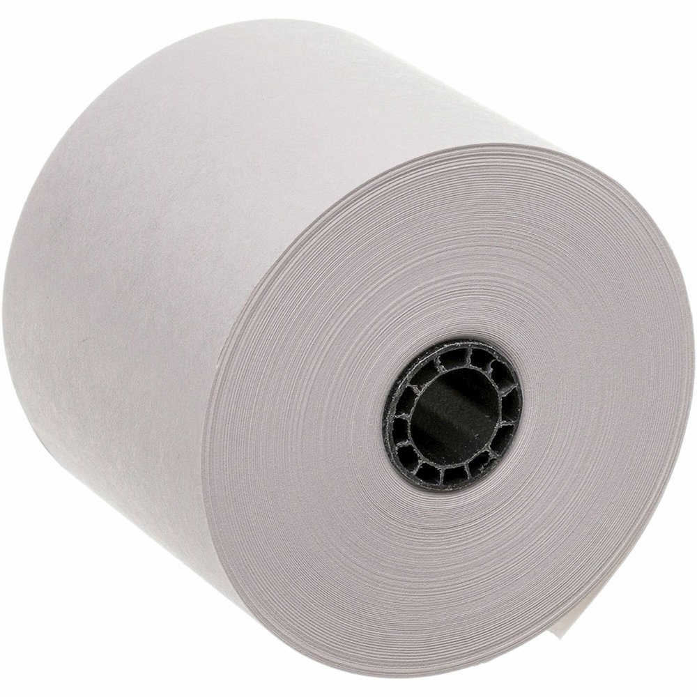 Business Source 1-Ply 126' Adding Machine Paper Rolls - 2 1/4" x 126 ft - 13.80 lb Basis Weight - Sustainable Forestry Initiative (SFI) - Lint-free - White - 100 / Carton. Picture 1